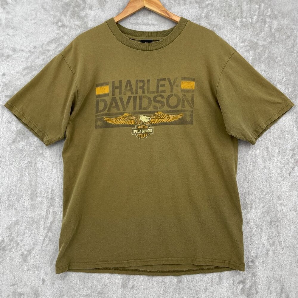 Harley-Davidson Vintage Salt Lake City Double Sided Tee USA Made Olive